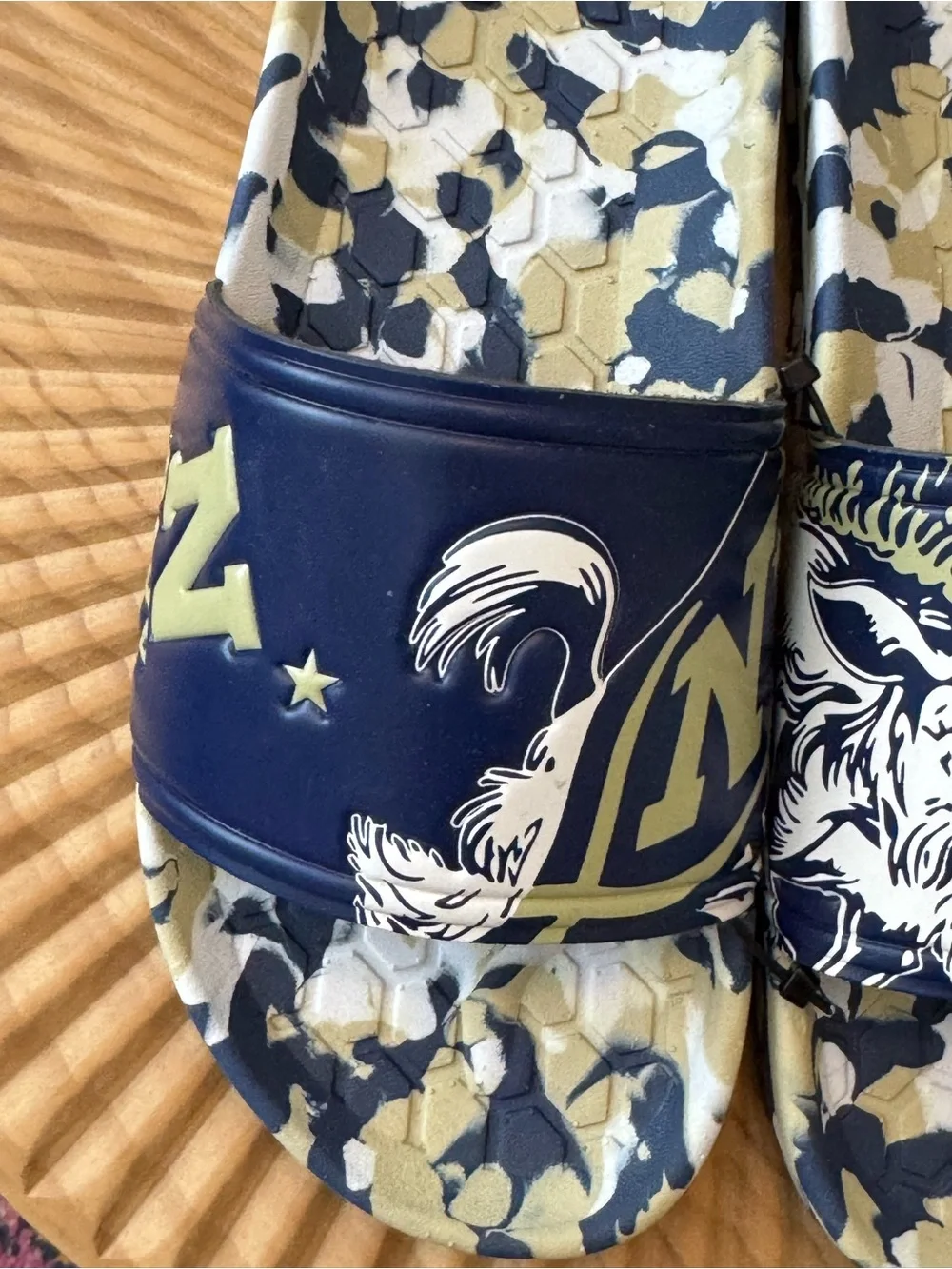 Hype Co Slider Sandal Naval Academy Navy white green NWOT Shower Beach Shoes